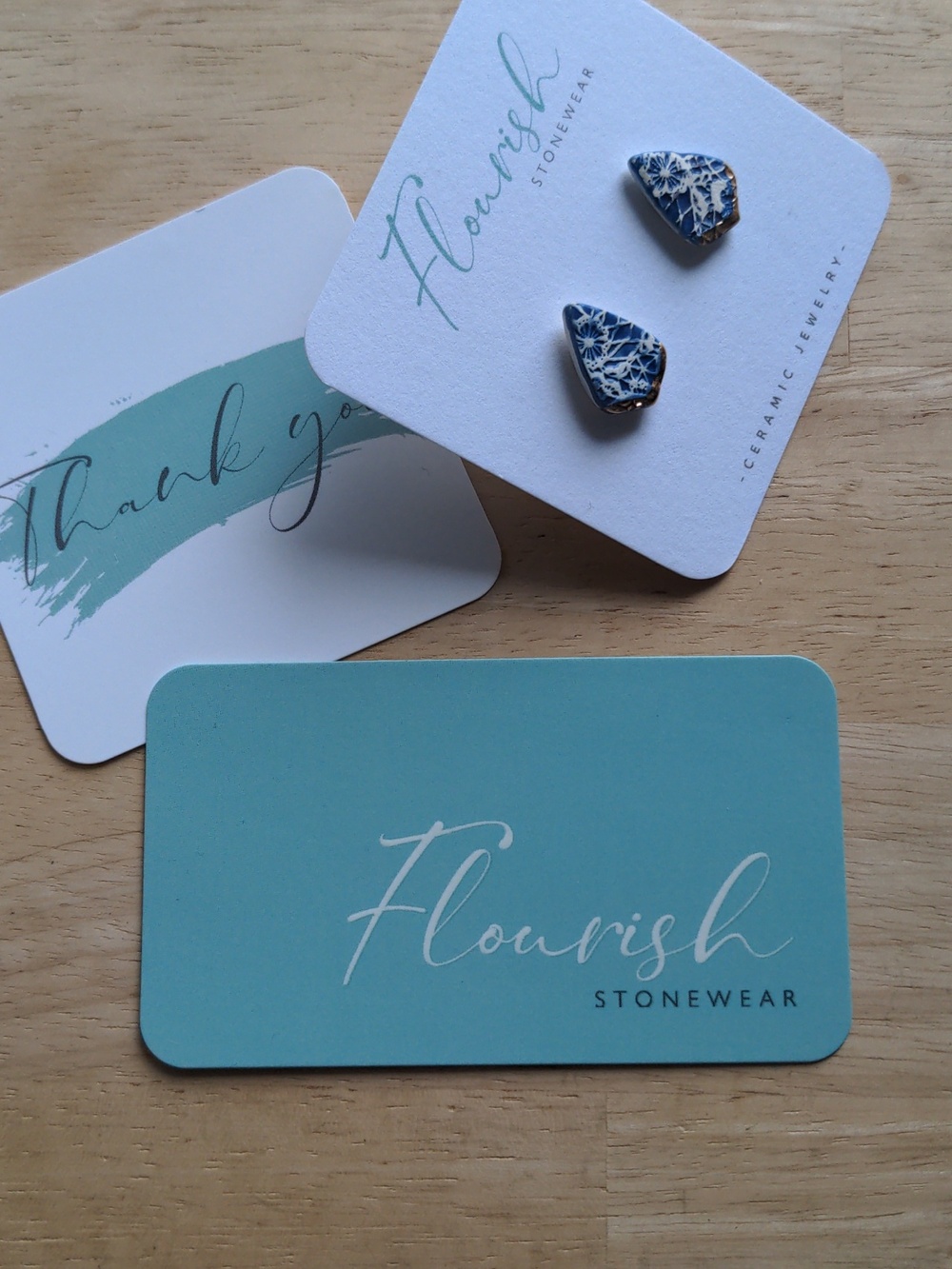 Triangle Stud Earrings Porcelain With Gold By Flourish Stonewear Ceramic Jewelry